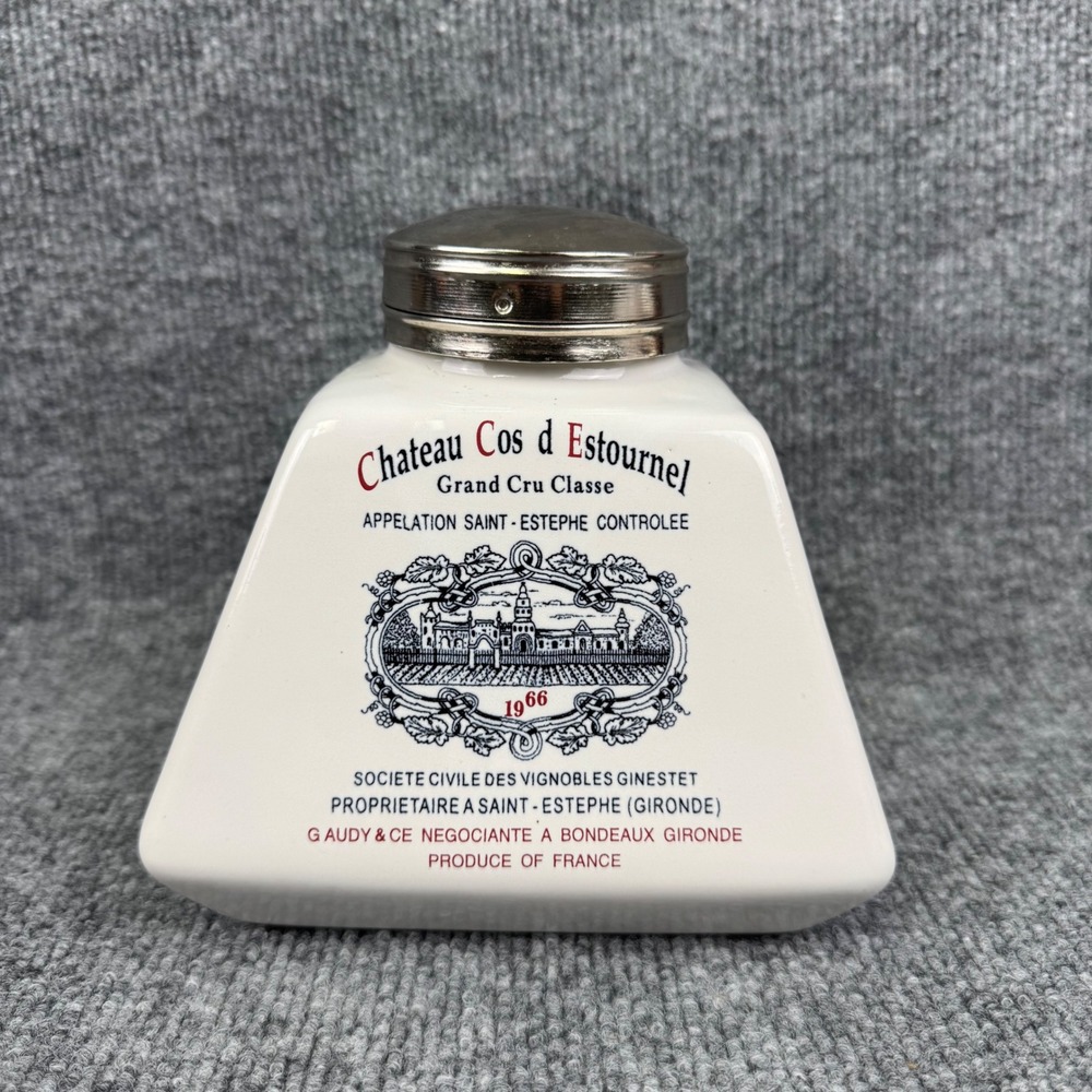 Chateau Cos d Estournel 1966 Vintage Ceramic Jar Hinged Lid French Wine Decor